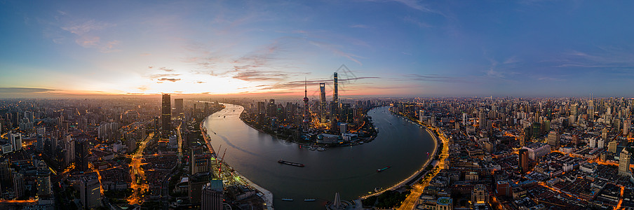 上海陆家嘴清晨航拍全景背景