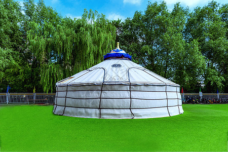 蒙古包外景绿色蒙古包图片素材