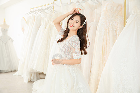 婚纱店甜美新娘形象背景图片