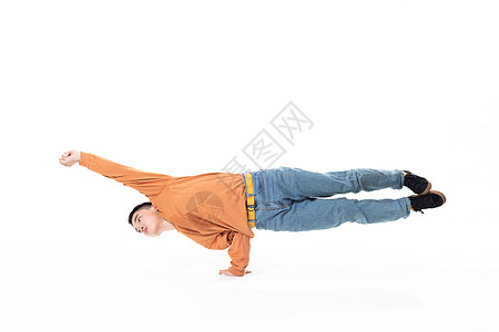 年轻街舞男生跳地板舞图片