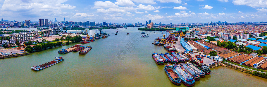 航拍珠江三支香航运水道码头图片