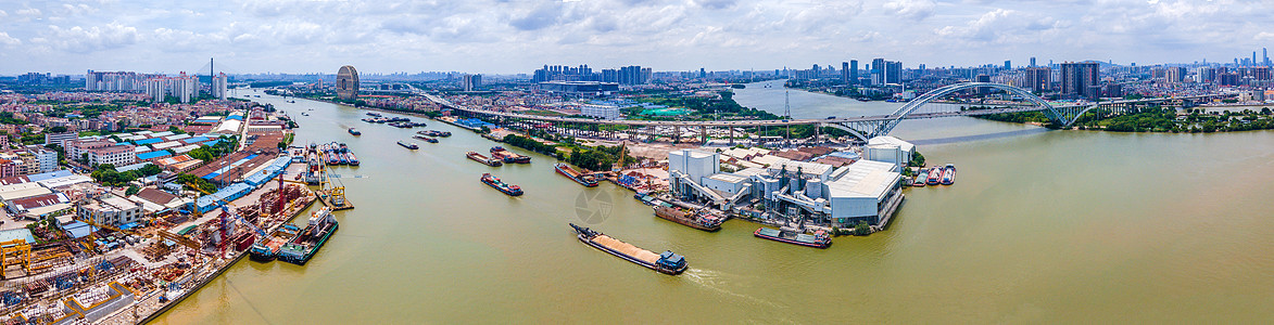 航拍珠江三支香航运水道码头背景图片