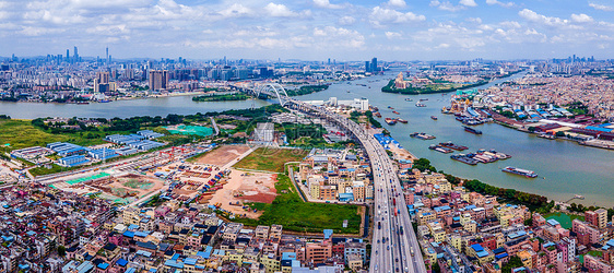 航拍广州丫髻沙大桥城市交通珠江风景图片