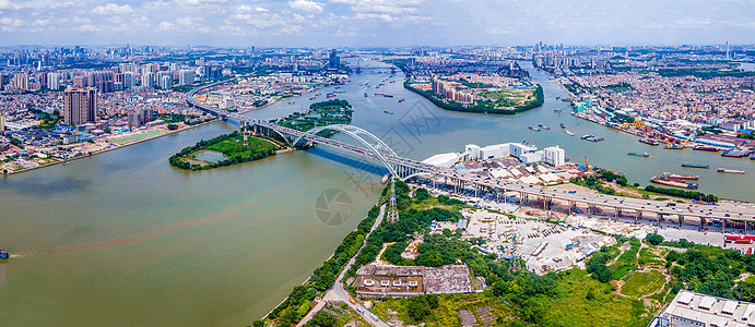 航拍广州丫髻沙大桥城市交通珠江风景图片