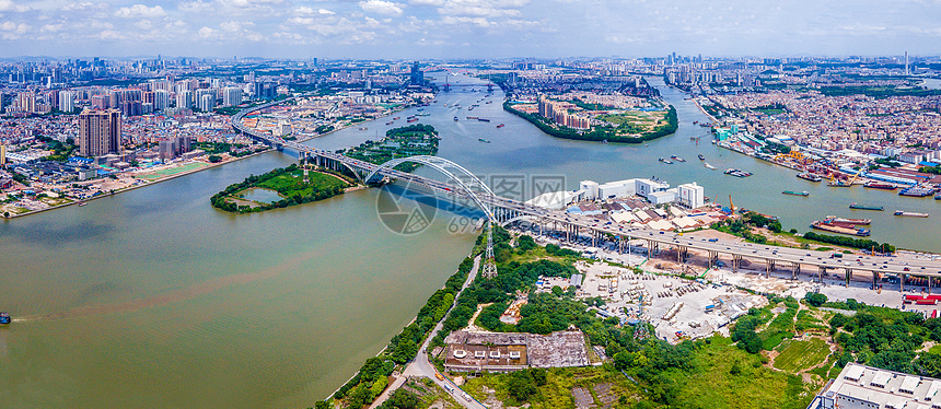 航拍广州丫髻沙大桥城市交通珠江风景图片