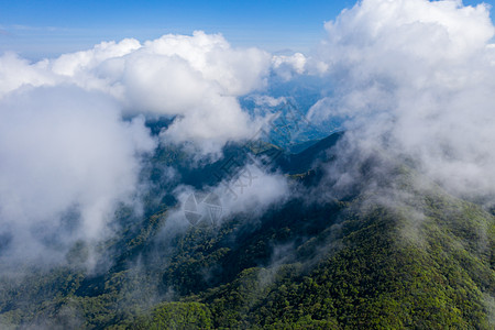 高山上的云雾航拍图片