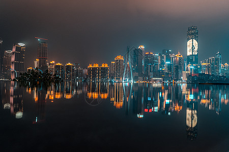 重庆渝中区建筑夜景CDB倒影背景图片