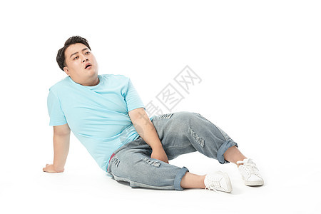 肥胖男士运动疲惫背景图片