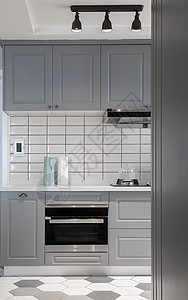 浅灰色北欧风格的厨房背景图片