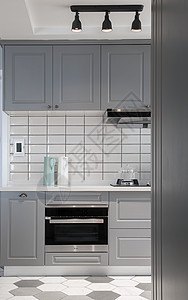 浅灰色北欧风格的厨房图片