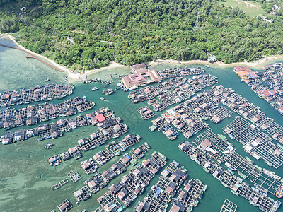 渔船出海海南陵水县南湾猴山下疍家渔排背景