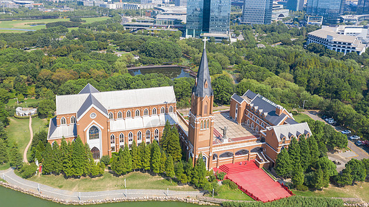 欧美城市风光苏州独墅湖教堂背景