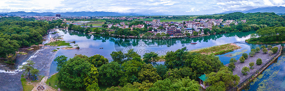 航拍秦始皇修建的古运河灵渠风光全景图片