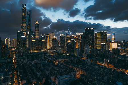 上海陆家嘴天际线夜景背景图片