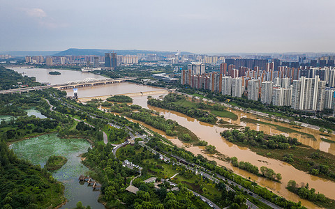 西安浐灞航拍背景图片