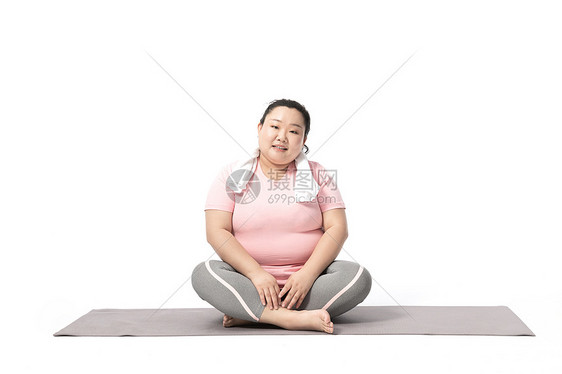 肥胖女生运动休息图片