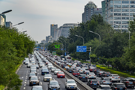 下雨马路北京东二环南大街堵车交通背景