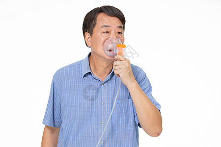 中年男人吸氧背景图片