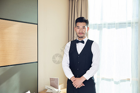 酒店男性服务员管家服务形象东方人高清图片素材