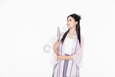  古风汉服美女拿扇子图片