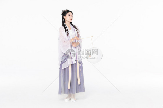 中国风古装汉服美女提纸灯笼图片