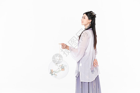 中国风古装汉服美女提纸灯笼背景图片