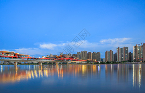 咸阳古渡廊桥夜景背景