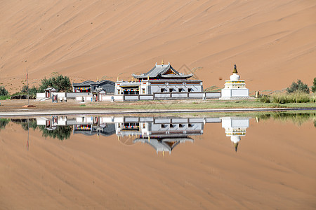 湖光倒影内蒙古巴丹吉林沙漠庙海子景点背景
