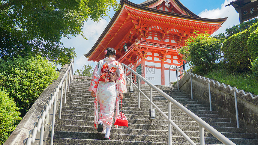 京都清水寺和服女孩图片