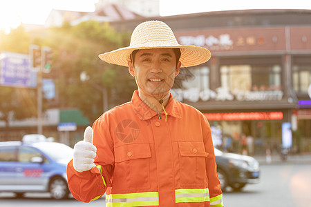 户外环卫工人点赞图片