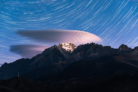 雪山星空旋转云摄影图片背景图片