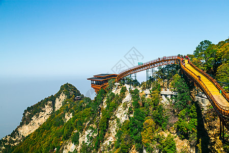 秋叶背景少华山龙首阁背景