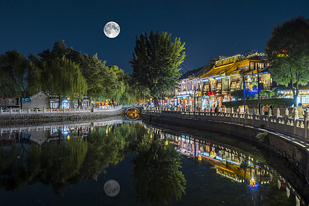 中秋国庆中秋赏月什刹海后海背景