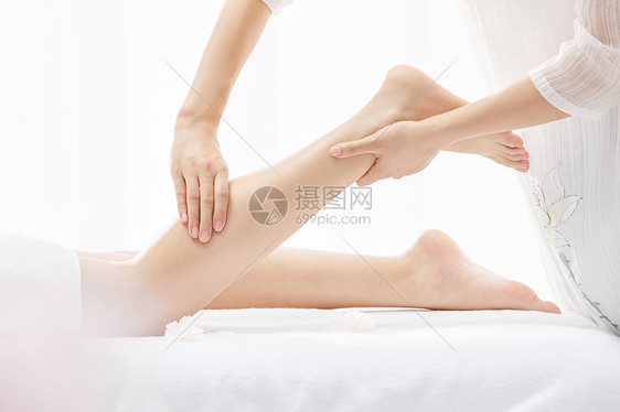 女性spa腿部按摩图片