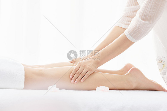 女性spa腿部按摩图片