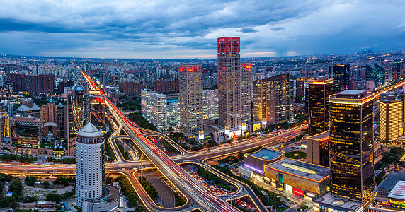 全景图片北京国贸CBD夜色背景