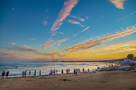 夕阳沙滩北戴河海滨背景