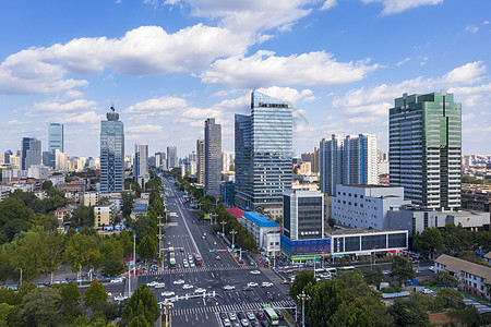 汾阳路太原路口石家庄城市CBD道路背景