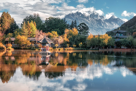 云南风光云南丽江黑龙潭风光背景