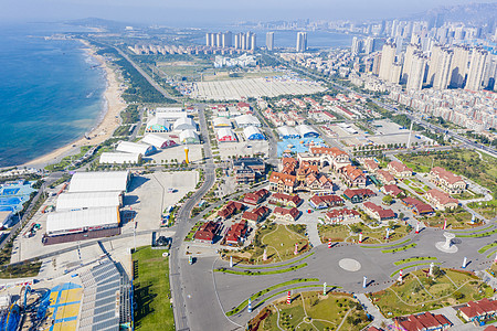 青岛西海岸新区啤酒广场航拍全景高清图片