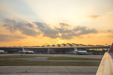 大气北京首都机场停机坪高清图片