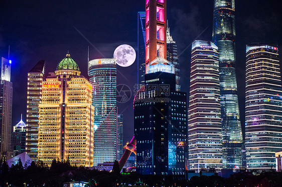 中秋节上海外滩夜景图片