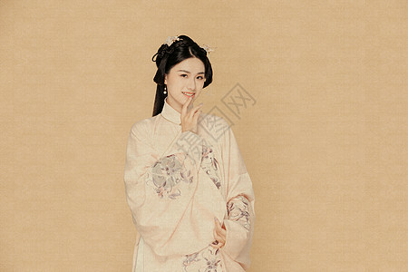 古装汉服中国风工笔画美女图片
