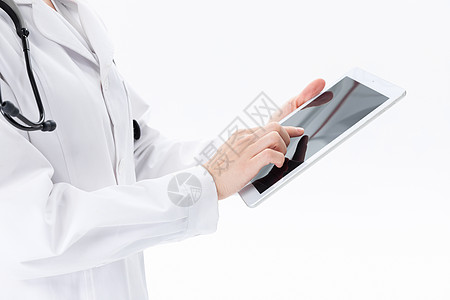 医护人员手持平板电脑图片