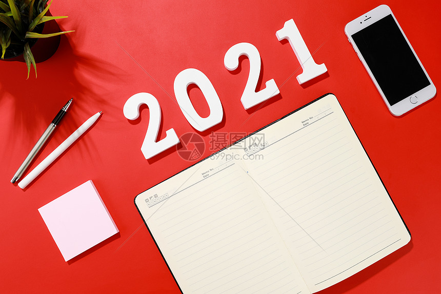 2021年新年数字红色背景办公素材图片