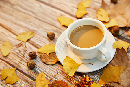 秋季暖冬咖啡背景图片
