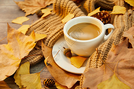 针织品秋季暖冬咖啡背景背景