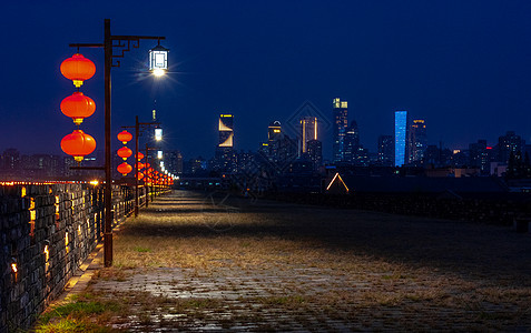 南京明城墙夜景背景图片