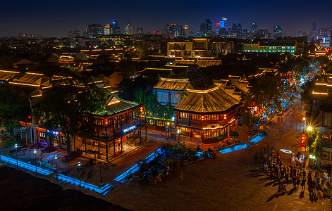 南京老门东明清建筑夜景航拍图片