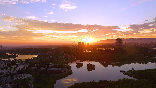 西安长安塔夕阳景色图片